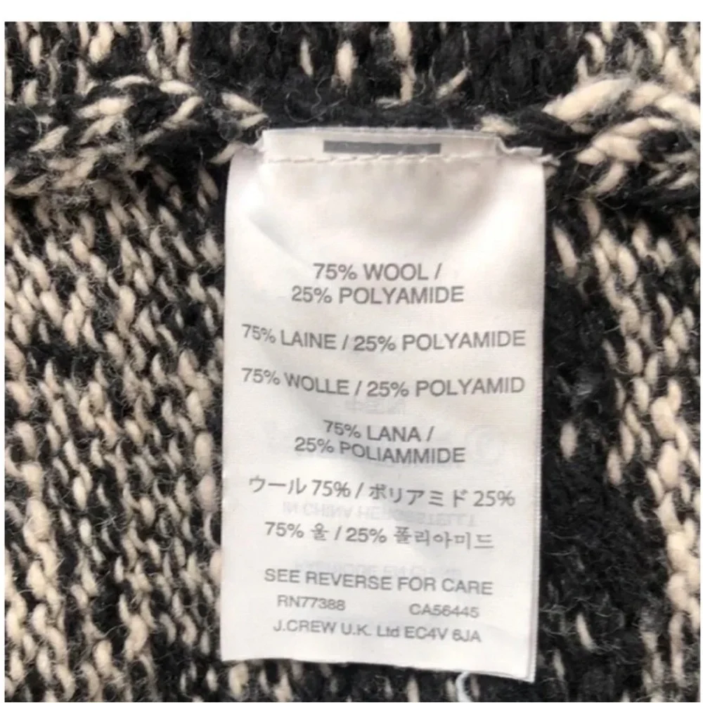 J. CREW Fair Isle Crewneck Wool Blend Knit Sweater Black&Cream/Heather Gray XS
